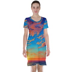 Waves Crashing On The Shore Short Sleeve Nightdress by GardenOfOphir