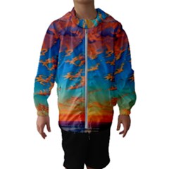 Waves Crashing On The Shore Kids  Hooded Windbreaker by GardenOfOphir