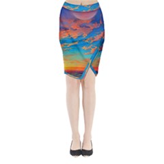 Waves Crashing On The Shore Midi Wrap Pencil Skirt by GardenOfOphir