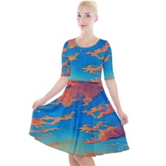 Waves Crashing On The Shore Quarter Sleeve A-line Dress by GardenOfOphir