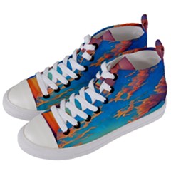 Waves Crashing On The Shore Women s Mid-top Canvas Sneakers by GardenOfOphir