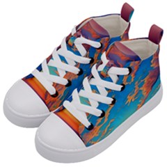 Waves Crashing On The Shore Kids  Mid-top Canvas Sneakers by GardenOfOphir