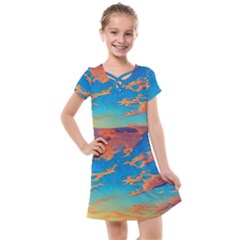 Waves Crashing On The Shore Kids  Cross Web Dress by GardenOfOphir