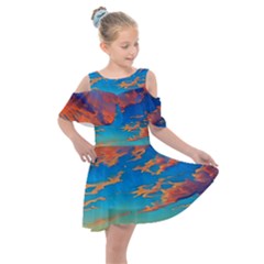 Waves Crashing On The Shore Kids  Shoulder Cutout Chiffon Dress by GardenOfOphir