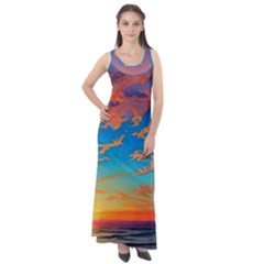 Waves Crashing On The Shore Sleeveless Velour Maxi Dress by GardenOfOphir