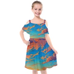 Waves Crashing On The Shore Kids  Cut Out Shoulders Chiffon Dress by GardenOfOphir