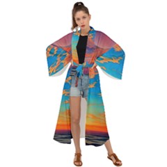 Waves Crashing On The Shore Maxi Kimono by GardenOfOphir