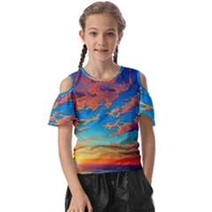 Waves Crashing On The Shore Kids  Butterfly Cutout Tee by GardenOfOphir