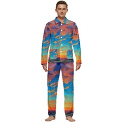 Waves Crashing On The Shore Men s Long Sleeve Velvet Pocket Pajamas Set by GardenOfOphir