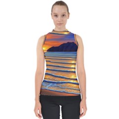 Endless Summer Nights Mock Neck Shell Top by GardenOfOphir