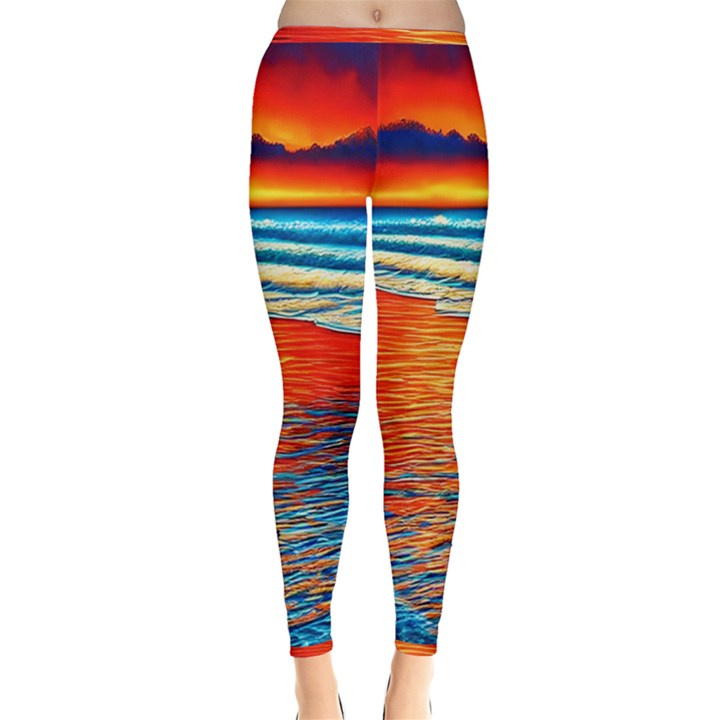 Golden Sunsets And Crisp Air Inside Out Leggings