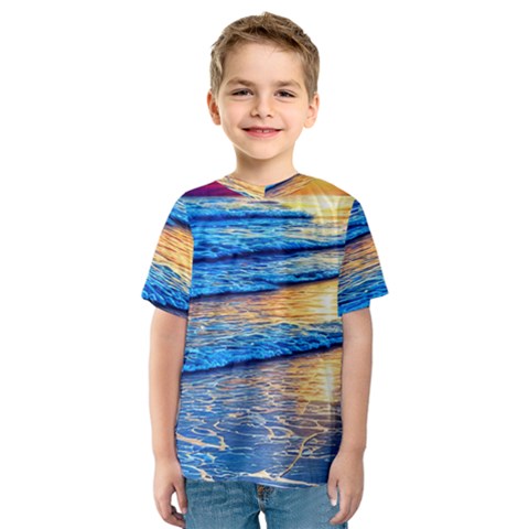 Ocean Sunset Kids  Sport Mesh Tee by GardenOfOphir