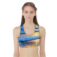 Ocean Sunset Sports Bra With Border by GardenOfOphir