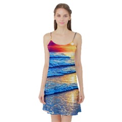 Ocean Sunset Satin Night Slip by GardenOfOphir