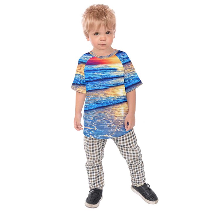 Ocean Sunset Kids  Raglan Tee