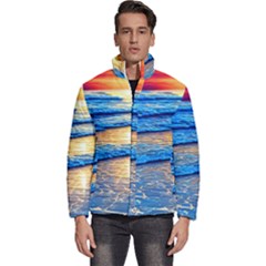 Ocean Sunset Men s Puffer Bubble Jacket Coat by GardenOfOphir