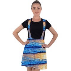 Ocean Sunset Velvet Suspender Skater Skirt by GardenOfOphir