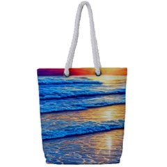 Ocean Sunset Full Print Rope Handle Tote (small) by GardenOfOphir