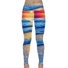 Ocean Sunset Lightweight Velour Classic Yoga Leggings by GardenOfOphir