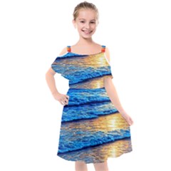 Ocean Sunset Kids  Cut Out Shoulders Chiffon Dress by GardenOfOphir