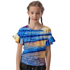 Ocean Sunset Kids  Cut Out Flutter Sleeves by GardenOfOphir