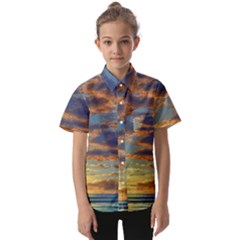 Sunrise Over The Sand Dunes Kids  Short Sleeve Shirt by GardenOfOphir