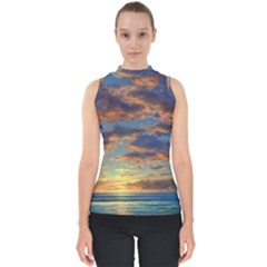 Sunrise Over The Sand Dunes Mock Neck Shell Top by GardenOfOphir