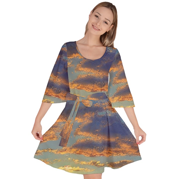 Sunrise Over The Sand Dunes Velour Kimono Dress