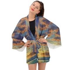 Sunrise Over The Sand Dunes Long Sleeve Kimono by GardenOfOphir