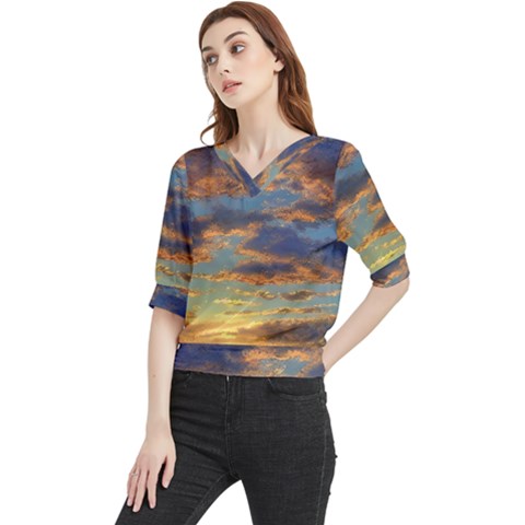 Sunrise Over The Sand Dunes Quarter Sleeve Blouse by GardenOfOphir