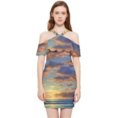 Sunrise Over The Sand Dunes Shoulder Frill Bodycon Summer Dress by GardenOfOphir