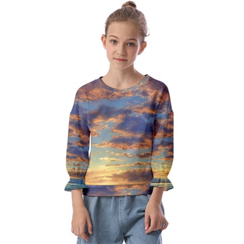 Sunrise Over The Sand Dunes Kids  Cuff Sleeve Top by GardenOfOphir