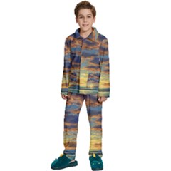 Sunrise Over The Sand Dunes Kids  Long Sleeve Velvet Pajamas Set by GardenOfOphir