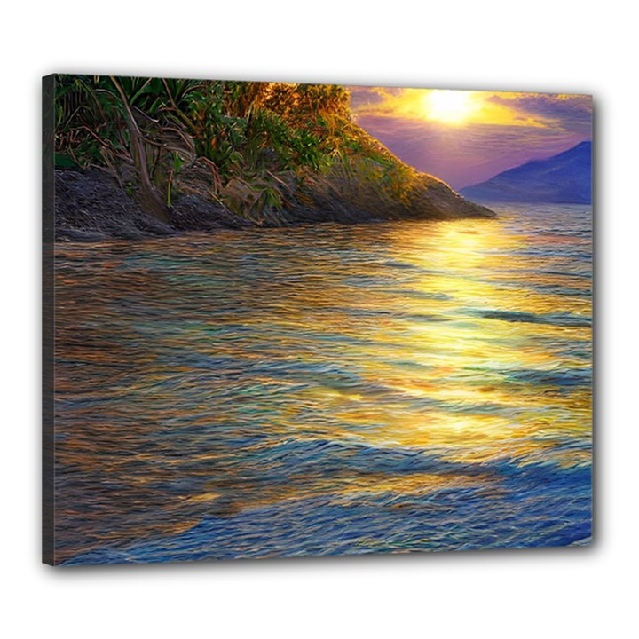 Sunset At The Surf Canvas 24  x 20  (Stretched)