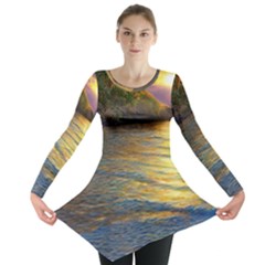 Sunset At The Surf Long Sleeve Tunic  by GardenOfOphir