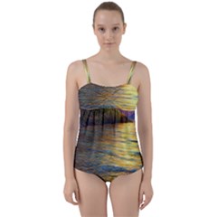 Sunset At The Surf Twist Front Tankini Set