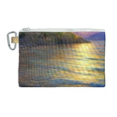 Sunset At The Surf Canvas Cosmetic Bag (large) by GardenOfOphir