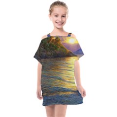 Sunset At The Surf Kids  One Piece Chiffon Dress by GardenOfOphir