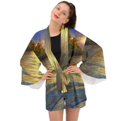 Sunset At The Surf Long Sleeve Kimono by GardenOfOphir