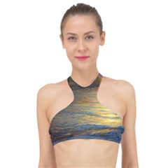 Sunset At The Surf High Neck Bikini Top by GardenOfOphir