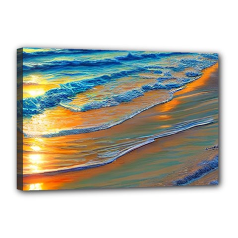 Modern Sunset Over The Ocean Canvas 18  X 12  (stretched) by GardenOfOphir