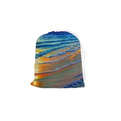 Modern Sunset Over The Ocean Drawstring Pouch (small) by GardenOfOphir