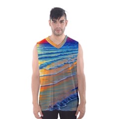 Modern Sunset Over The Ocean Men s Basketball Tank Top by GardenOfOphir