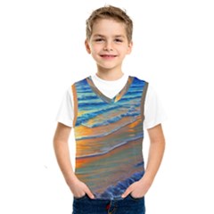 Modern Sunset Over The Ocean Kids  Basketball Tank Top by GardenOfOphir