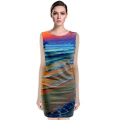 Modern Sunset Over The Ocean Classic Sleeveless Midi Dress by GardenOfOphir