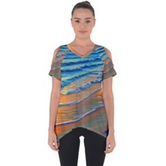 Modern Sunset Over The Ocean Cut Out Side Drop Tee by GardenOfOphir