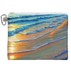 Modern Sunset Over The Ocean Canvas Cosmetic Bag (xxl) by GardenOfOphir