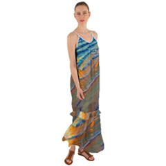 Modern Sunset Over The Ocean Cami Maxi Ruffle Chiffon Dress by GardenOfOphir