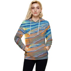 Modern Sunset Over The Ocean Women s Lightweight Drawstring Hoodie by GardenOfOphir