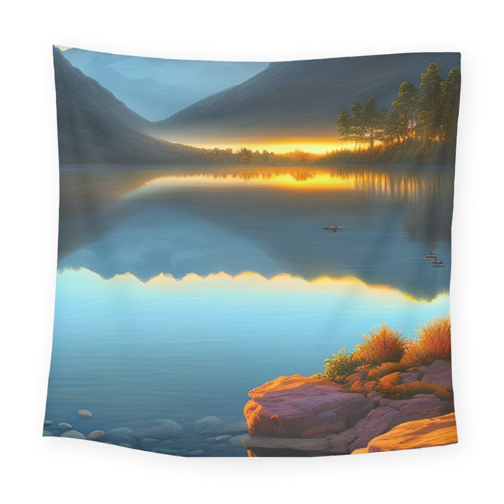 Gorgeous Lake Square Tapestry (Large)